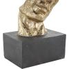 image:imageDeco 79 Polystone Mask Decorative Sculpture Stacked Face Cutout Home Decor Statue with Black Block Base Accent Figurine 8 x 5 x 25 Gold8 x 5 x 25