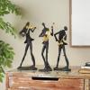 image:imageDeco 79 Polystone Musician Decorative Sculpture Abstract Home Decor Statues with Gold Instruments and Music Notes Set of 3 Accent Figurines 15 13 15H Black15  13  15H