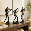 image:imageDeco 79 Polystone Musician Decorative Sculpture Abstract Home Decor Statues with Gold Instruments and Music Notes Set of 3 Accent Figurines 15 13 15H Black15  13  15H