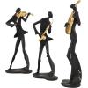 image:imageDeco 79 Polystone Musician Decorative Sculpture Abstract Home Decor Statues with Gold Instruments and Music Notes Set of 3 Accent Figurines 15 13 15H Black15  13  15H