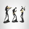 image:imageDeco 79 Polystone Musician Decorative Sculpture Abstract Home Decor Statues with Gold Instruments and Music Notes Set of 3 Accent Figurines 15 13 15H Black15  13  15H