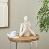 image:imageDeco 79 Polystone People Decorative Sculpture Thinking Home Decor Statue with Shimmer Accent Figurine 12 x 10 x 14 WhiteCream