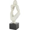 image:imageDeco 79 Polystone People Decorative Sculpture Thinking Home Decor Statue with Shimmer Accent Figurine 12 x 10 x 14 WhiteCream