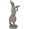 image:imageDeco 79 Polystone Rabbit Textured Sculpture with Leaf Covered Round Base 8 x 8 x 20 Gray8 x 12 x 22