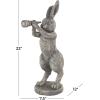 image:imageDeco 79 Polystone Rabbit Textured Sculpture with Leaf Covered Round Base 8 x 8 x 20 Gray8 x 12 x 22