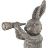 image:imageDeco 79 Polystone Rabbit Textured Sculpture with Leaf Covered Round Base 8 x 8 x 20 Gray8 x 12 x 22