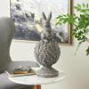 image:imageDeco 79 Polystone Rabbit Textured Sculpture with Leaf Covered Round Base 8 x 8 x 20 Gray8 x 8 x 20