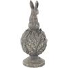 image:imageDeco 79 Polystone Rabbit Textured Sculpture with Leaf Covered Round Base 8 x 8 x 20 Gray8 x 8 x 20