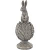 image:imageDeco 79 Polystone Rabbit Textured Sculpture with Leaf Covered Round Base 8 x 8 x 20 Gray8 x 8 x 20