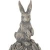 image:imageDeco 79 Polystone Rabbit Textured Sculpture with Leaf Covered Round Base 8 x 8 x 20 Gray8 x 8 x 20