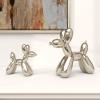 image:imageDeco 79 Porcelain Ceramic Dog Decorative Sculpture Balloon Home Decor Statues Set of 2 Accent Figurines 9 7H SilverSilver