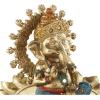 image:imageDeco 79 Resin Ganesh Decorative Sculpture Musician Home Decor Statue with Green Yellow and Teal Accents Accent Figurine 9 x 6 x 11 GoldGold
