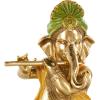 image:imageDeco 79 Resin Ganesh Decorative Sculpture Musician Home Decor Statue with Green Yellow and Teal Accents Accent Figurine 9 x 6 x 11 GoldGold