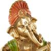 image:imageDeco 79 Resin Ganesh Decorative Sculpture Musician Home Decor Statue with Green Yellow and Teal Accents Accent Figurine 9 x 6 x 11 GoldGold