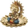image:imageDeco 79 Resin Ganesh Decorative Sculpture Musician Home Decor Statue with Green Yellow and Teal Accents Accent Figurine 9 x 6 x 11 GoldGold
