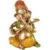 image:imageDeco 79 Resin Ganesh Decorative Sculpture Musician Home Decor Statue with Green Yellow and Teal Accents Accent Figurine 9 x 6 x 11 GoldGold