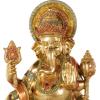 image:imageDeco 79 Resin Ganesh Decorative Sculpture Musician Home Decor Statue with Green Yellow and Teal Accents Accent Figurine 9 x 6 x 11 GoldGold