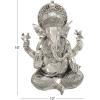 image:imageDeco 79 Resin Ganesh Decorative Sculpture Musician Home Decor Statue with Green Yellow and Teal Accents Accent Figurine 9 x 6 x 11 GoldSilver
