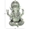 image:imageDeco 79 Resin Ganesh Decorative Sculpture Musician Home Decor Statue with Green Yellow and Teal Accents Accent Figurine 9 x 6 x 11 GoldSilver