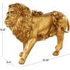 image:imageDeco 79 Resin Lion Walking Sculpture with Floral Accents 18 x 6 x 13 GoldGold