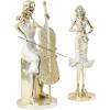 image:imageDeco 79 Resin Musician Decorative Sculpture Home Decor Statues with Accordion and Saxophone Set of 2 Accent Figurines 4 W 14 H Gold5W  13H