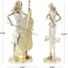 image:imageDeco 79 Resin Musician Decorative Sculpture Home Decor Statues with Accordion and Saxophone Set of 2 Accent Figurines 4 W 14 H Gold5W  13H