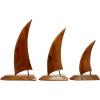 image:imageDeco 79 Teak Wood Sail Boat Handmade Decorative Sculpture Home Decor Statues Set of 3 Accent Figurines 20 17 13H BrownBrown