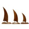 image:imageDeco 79 Teak Wood Sail Boat Handmade Decorative Sculpture Home Decor Statues Set of 3 Accent Figurines 20 17 13H BrownBrown