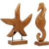 image:imageDeco 79 Teak Wood Sail Boat Handmade Decorative Sculpture Home Decor Statues Set of 3 Accent Figurines 20 17 13H BrownBrown