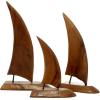 image:imageDeco 79 Teak Wood Sail Boat Handmade Decorative Sculpture Home Decor Statues Set of 3 Accent Figurines 20 17 13H BrownBrown