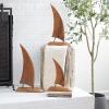 image:imageDeco 79 Teak Wood Sail Boat Handmade Decorative Sculpture Home Decor Statues Set of 3 Accent Figurines 20 17 13H BrownBrown