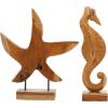image:imageDeco 79 Teak Wood Sail Boat Handmade Decorative Sculpture Home Decor Statues Set of 3 Accent Figurines 20 17 13H BrownBrown