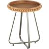 image:imageDeco 79 Wood Side End Accent Table Beaded End Table with Rounded Gray Metal Base and Rattan Accent Side Table 17 x 17 x 21 Brown