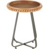 image:imageDeco 79 Wood Side End Accent Table Beaded End Table with Rounded Gray Metal Base and Rattan Accent Side Table 17 x 17 x 21 Brown