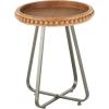 image:imageDeco 79 Wood Side End Accent Table Beaded End Table with Rounded Gray Metal Base and Rattan Accent Side Table 17 x 17 x 21 Brown