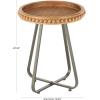 image:imageDeco 79 Wood Side End Accent Table Beaded End Table with Rounded Gray Metal Base and Rattan Accent Side Table 17 x 17 x 21 Brown