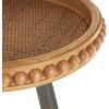 image:imageDeco 79 Wood Side End Accent Table Beaded End Table with Rounded Gray Metal Base and Rattan Accent Side Table 17 x 17 x 21 Brown