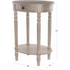 image:imageDeco 79 Wood Side End Accent Table Whitewashed Oval 1 Drawer and 1 Shelf End Table with Turned Legs Side Table 20 x 15 x 27 Light Brown