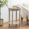 image:imageDeco 79 Wood Side End Accent Table Whitewashed Oval 1 Drawer and 1 Shelf End Table with Turned Legs Side Table 20 x 15 x 27 Light Brown