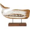 image:imageDeco 79 Wood Whale Decorative Sculpture Distressed Home Decor Statues Set of 2 Accent Figurines 13 11W CreamBrown