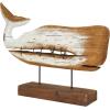 image:imageDeco 79 Wood Whale Decorative Sculpture Distressed Home Decor Statues Set of 2 Accent Figurines 13 11W CreamBrown