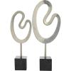 image:imageCosmoLiving by Cosmopolitan Marble Abstract Decorative Sculpture Home Decor Statues with Black Base Set of 2 Accent Figurines 24 21H GoldSilver