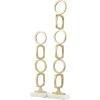 image:imageDeco 79 Aluminum Metal Abstract Decorative Sculpture Stacked Geometric Rings Home Decor Statues with White Marble Bases Set of 2 Accent Figurines 28 19H GoldGold