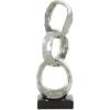 image:imageDeco 79 Ceramic Abstract Decorative Sculpture Interlocked Ring Home Decor Statue with Black Base Accent Figurine 5 x 5 x 15 SilverSilver