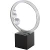 image:imageDeco 79 Glass Abstract Decorative Sculpture Ring Home Decor Statue with Clear Orbs and Black Square Base Accent Figurine 7 x 3 x 10 ClearClear
