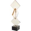 image:imageDeco 79 Glass Abstract Decorative Sculpture Ring Home Decor Statue with Clear Orbs and Black Square Base Accent Figurine 7 x 3 x 10 ClearOrange