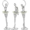 image:imageDeco 79 Polystone Dancer Decorative Sculpture Home Decor Statues set of 3 Accent Figurines 6 x 4 x 12 TealSilver