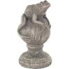 image:imageDeco 79 Polystone Frog Decorative Sculpture Textured Home Decor Statue with Round Base Accent Figurine 7 x 7 x 14 Gray