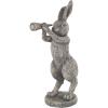 image:imageDeco 79 Polystone Rabbit Textured Sculpture with Leaf Covered Round Base 8 x 8 x 20 Gray8 x 12 x 22