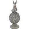 image:imageDeco 79 Polystone Rabbit Textured Sculpture with Leaf Covered Round Base 8 x 8 x 20 Gray8 x 8 x 20